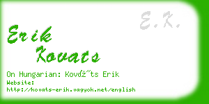 erik kovats business card